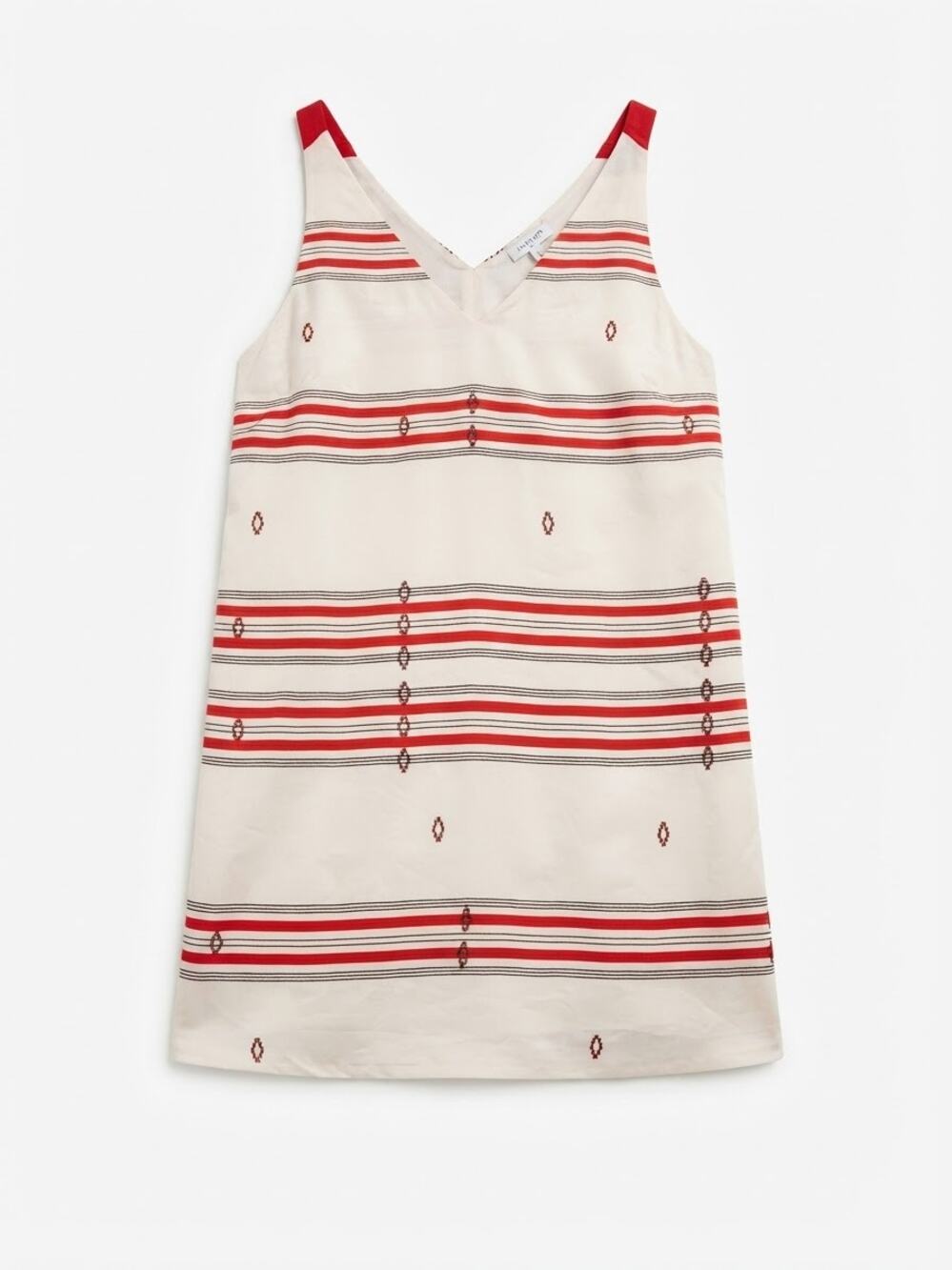 Joie Silk Dress Women Size XS Geometric Stripe Ivory Red Boho Slip Dress Light